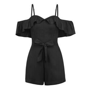 Corset Story IVY Black Viscose Corset Playsuit With Off The Shoulder Sleeves 28